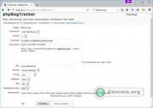 Vytvoření nové chyby (bugu) v phpBugTracker