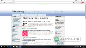 Rozhraní webu. Všimněte si předinstalovaných doplňků vpravo nahoře